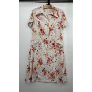 Vintage American  Retro 40s 50s 60s Floral Dress With‎ Pockets Women’s  Size L